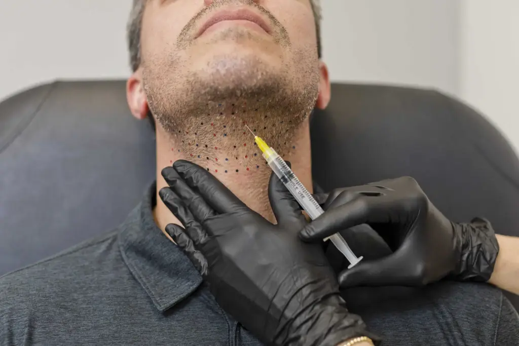 A man is receiving Kybella Treatment at Ritual by Tracy Holzman NP-C in Washington, DC