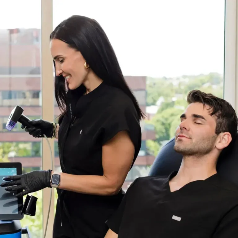 A man is receiving Laser and Light Therapies at Ritual by Tracy Holzman NP-C in Washington, DC