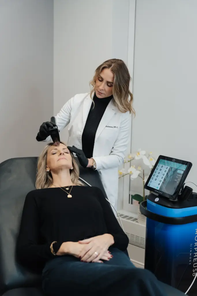 Woman is receiving Morpheus8 RF Microneedling Treatment at Ritual by Tracy Holzman NP-C in Washington, DC