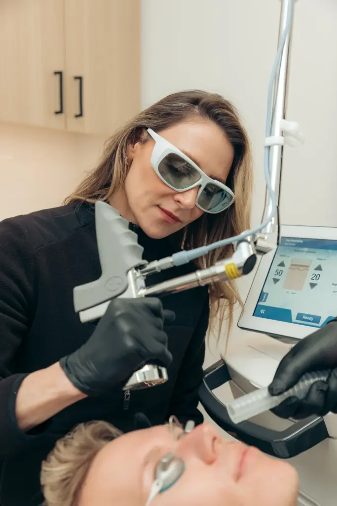 A Woman is receiving TRL MicroLaserPeel Treatment at Ritual by Tracy Holzman NP-C in Washington, DC